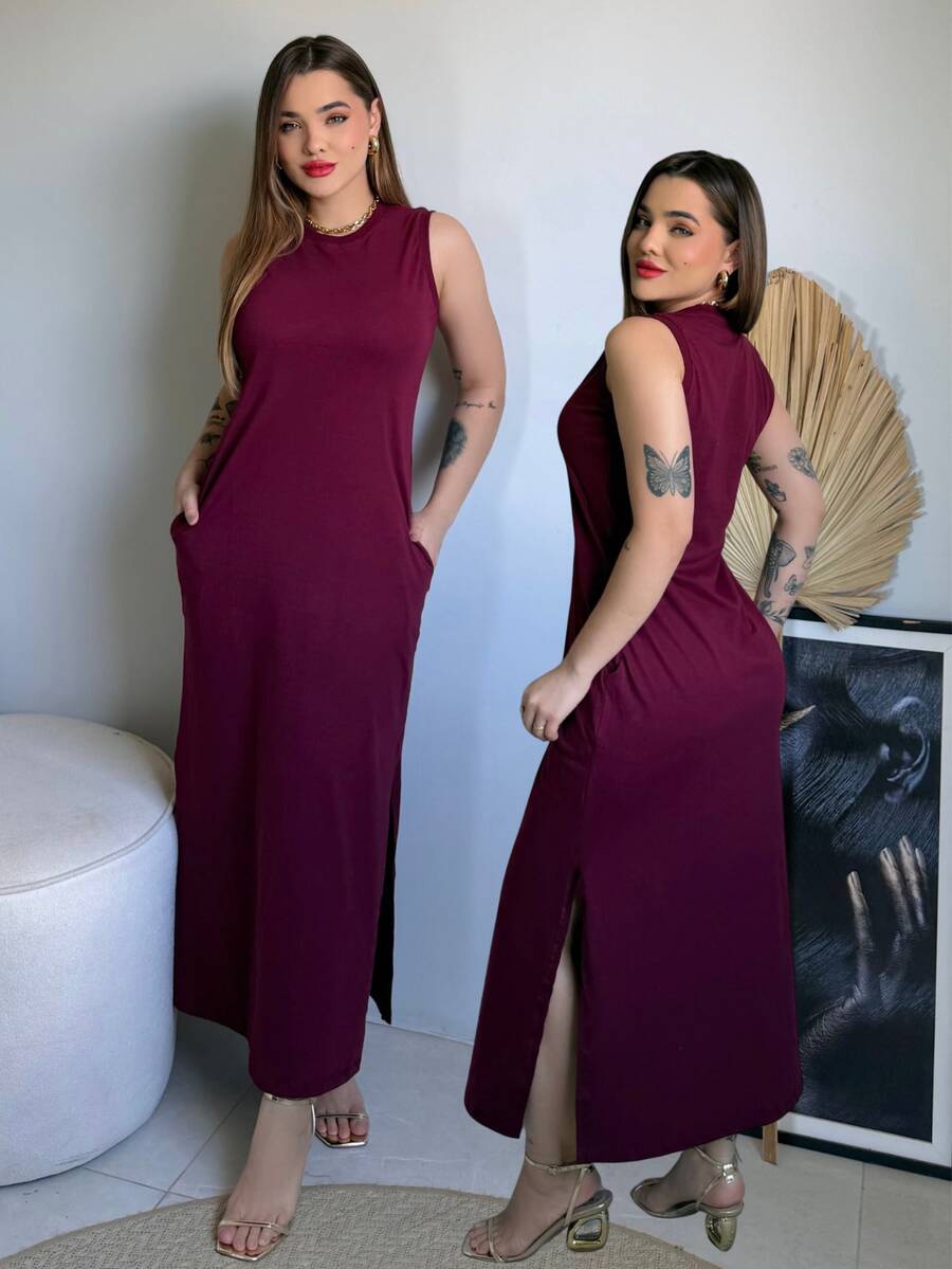 Vestido Eunomia - Colete Longo Marrom Algodão com Bolsos | Aurora