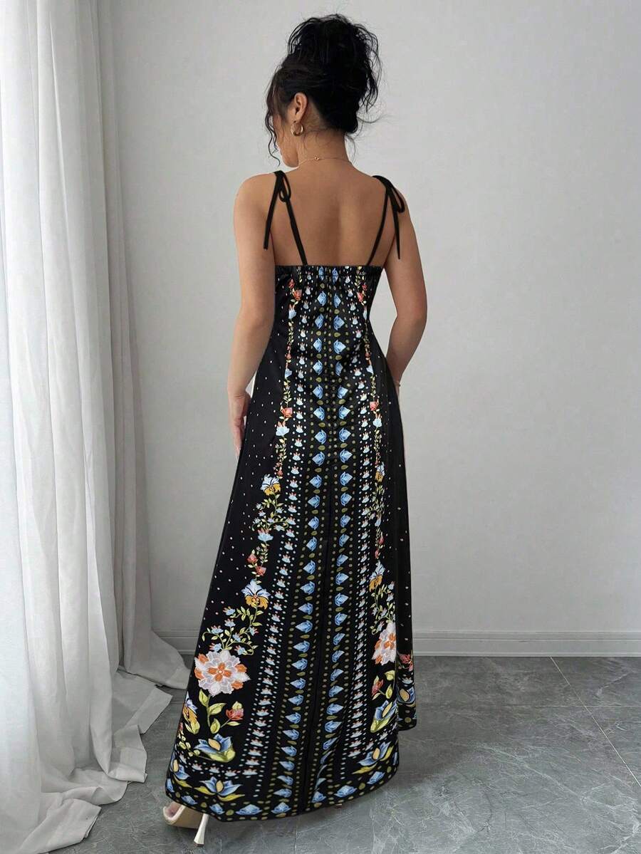 Vestido Flora - Midi Floral Damasco Costas Nuas Boho | Aurora