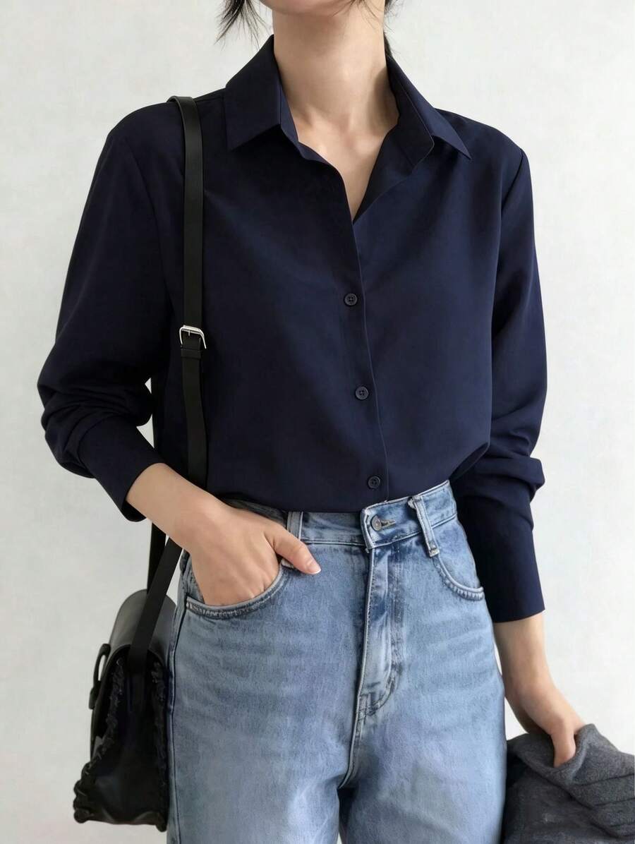 Camisa Hebe - Manga Longa Lapela Preto e Branco | Aurora