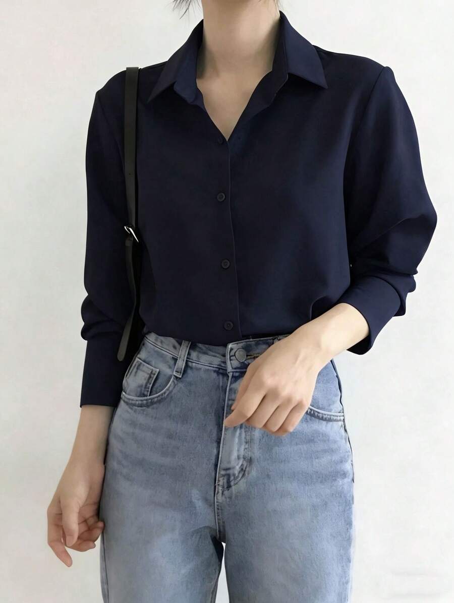 Camisa Hebe - Manga Longa Lapela Preto e Branco | Aurora