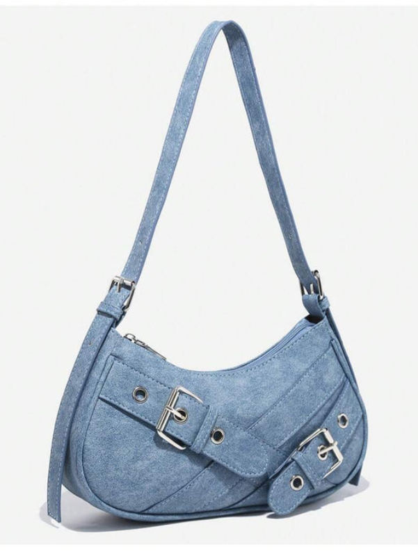 Bolsa Nyx - Gótica Y2K Couro PU Rebites Meia-Lua | Aurora