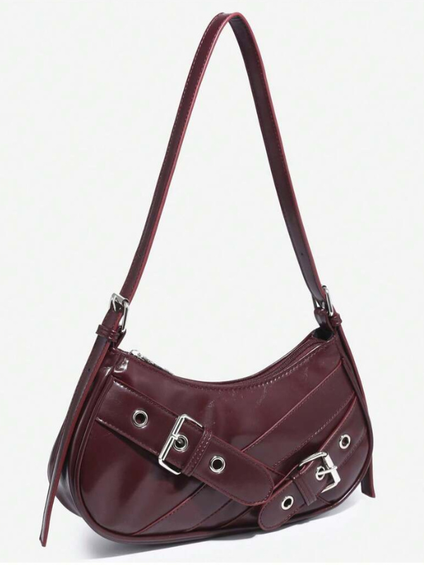 Bolsa Nyx - Gótica Y2K Couro PU Rebites Meia-Lua | Aurora