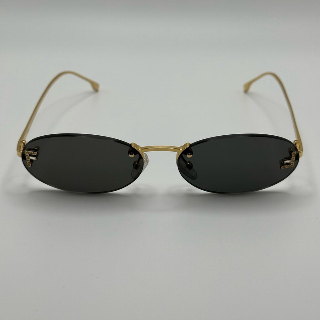 Óculos de Sol Crystal – Oval Sem Aro Vintage com Detalhes em Cristal | Aurora