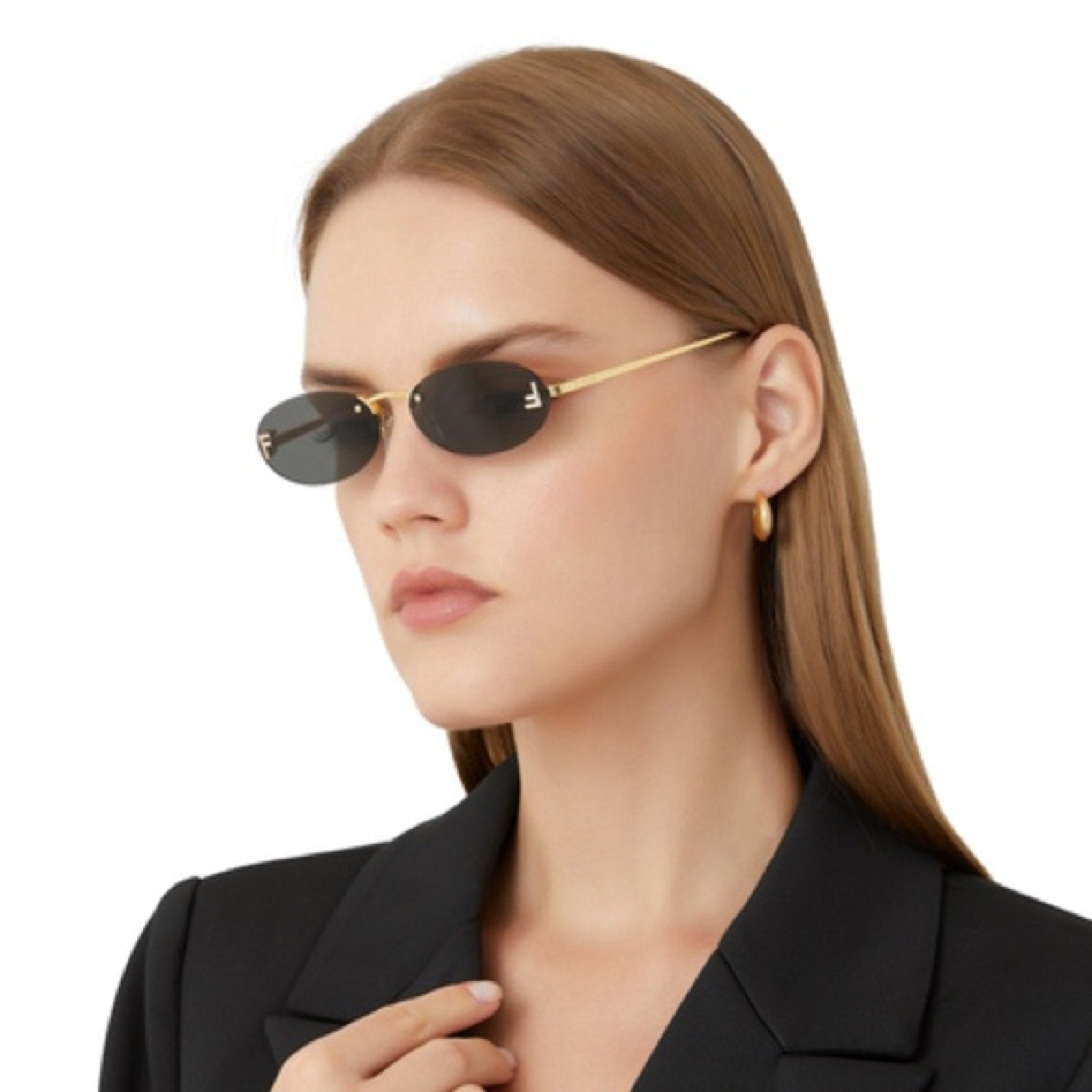 Óculos de Sol Crystal – Oval Sem Aro Vintage com Detalhes em Cristal | Aurora